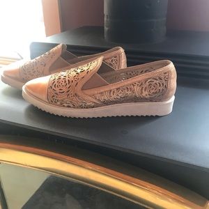 Karl Lagerfeld Rose Gold slip on wedge shoes!